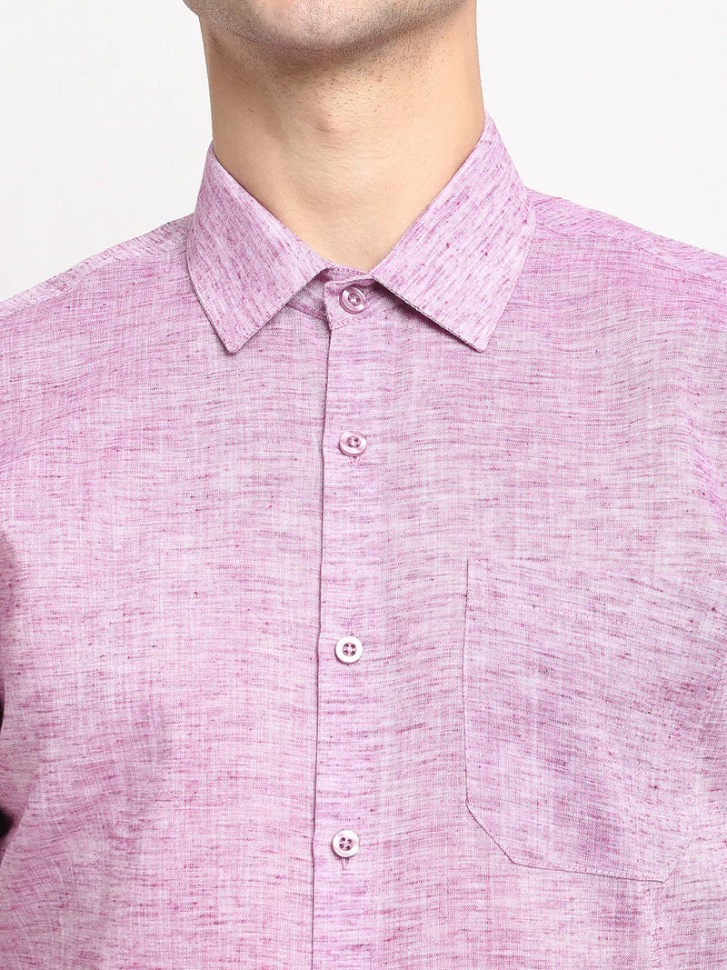 Jainish Purple Men's Solid Cotton Half Sleeves Formal Shirt ( SF 783Purple )