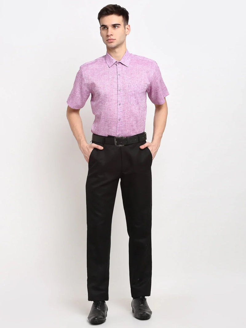 Jainish Purple Men's Solid Cotton Half Sleeves Formal Shirt ( SF 783Purple )