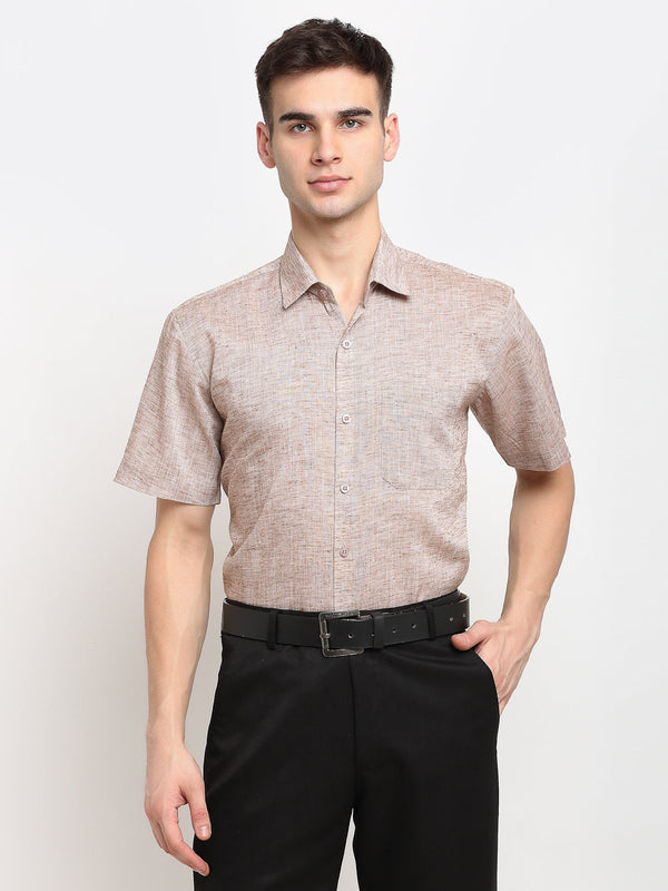 Indian Needle Rust Men's Solid Cotton Half Sleeves Formal Shirt