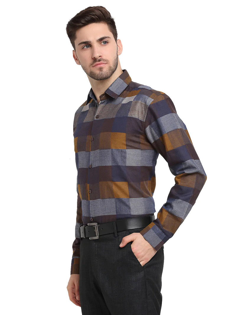 Jainish Multicolor Men's Checked Cotton Formal Shirt ( SF 787Multi )