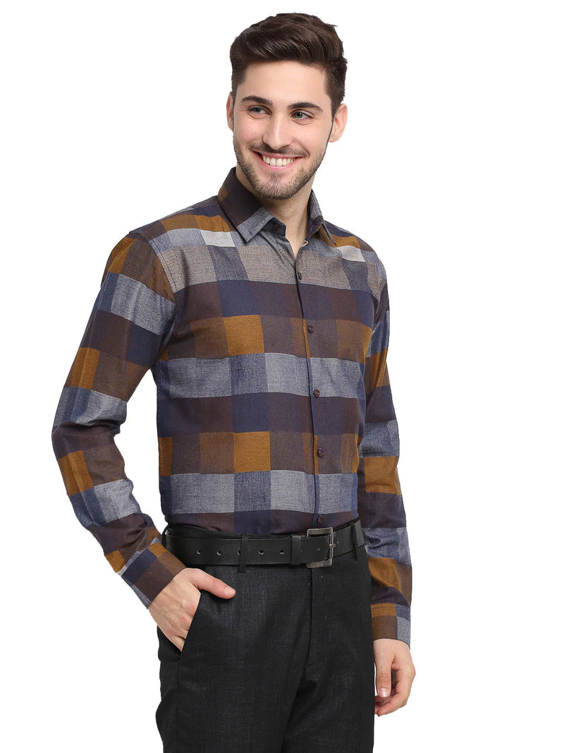 Jainish Multicolor Men's Checked Cotton Formal Shirt ( SF 787Multi )