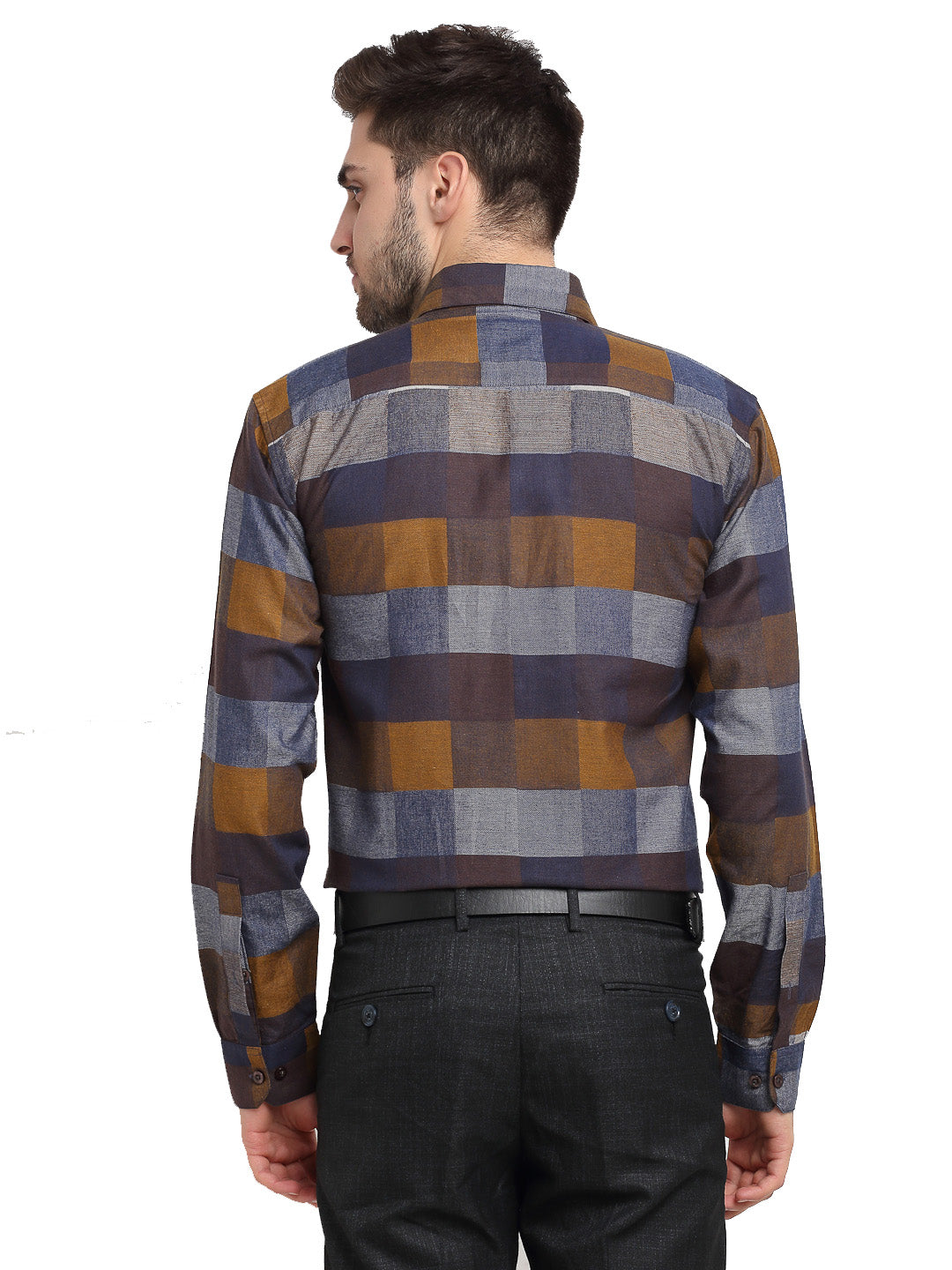 Indian Needle Multicolor Men's Checked Cotton Formal Shirt