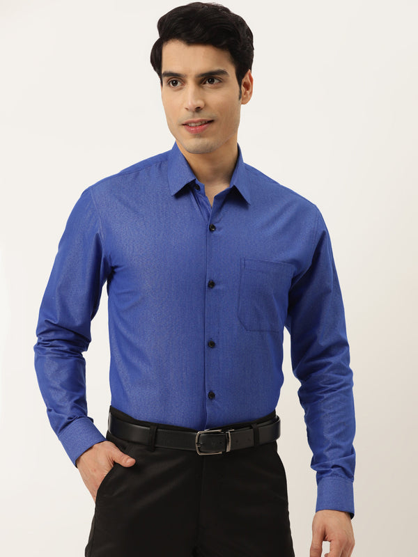 Indian Needle Men's Solid Formal Cotton Shirt