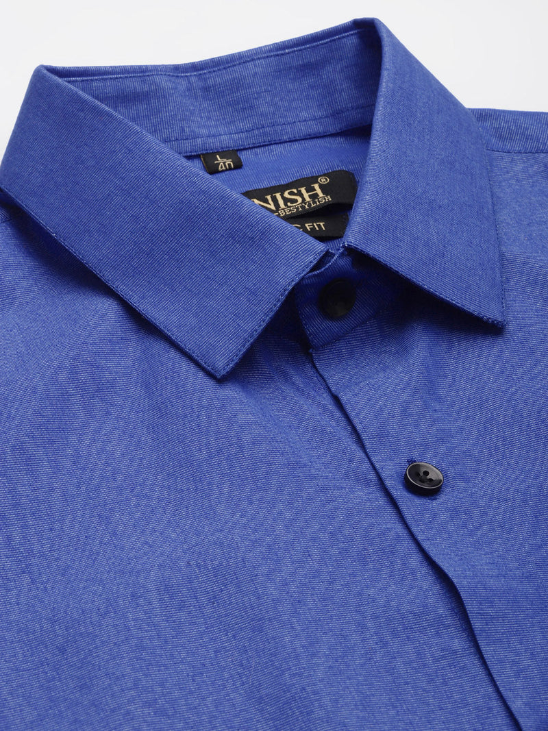 Jainish Men's Solid Formal Cotton Shirt ( SF 788Blue )