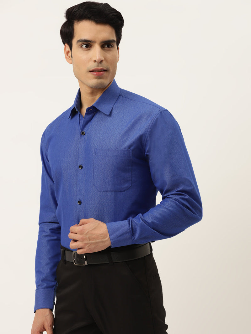 Indian Needle Men's Solid Formal Cotton Shirt