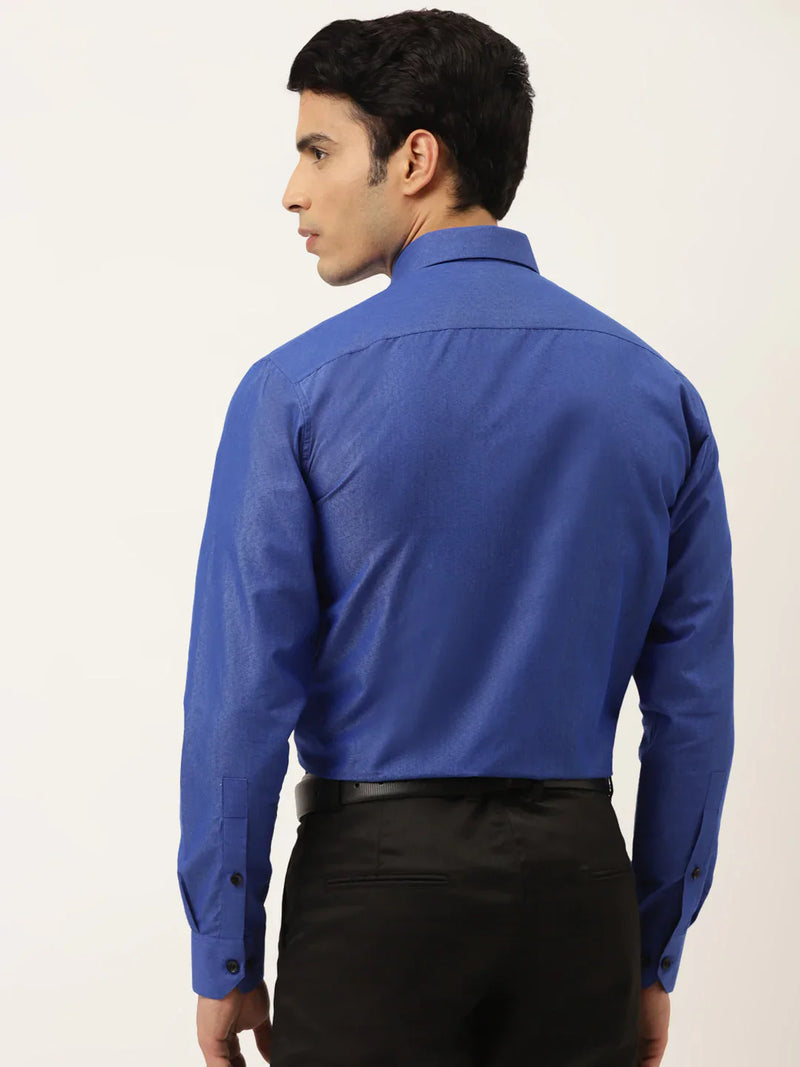 Jainish Men's Solid Formal Cotton Shirt ( SF 788Blue )