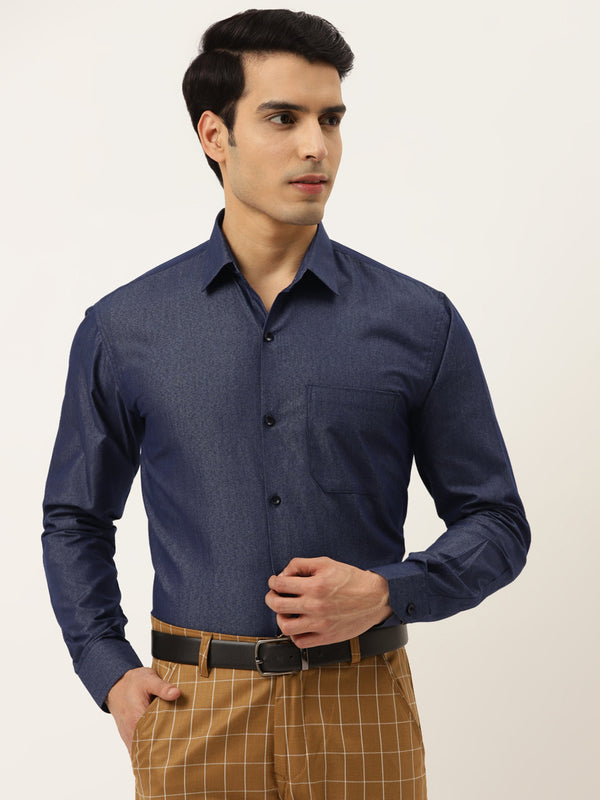 Indian Needle Men's Solid Formal Cotton Shirt