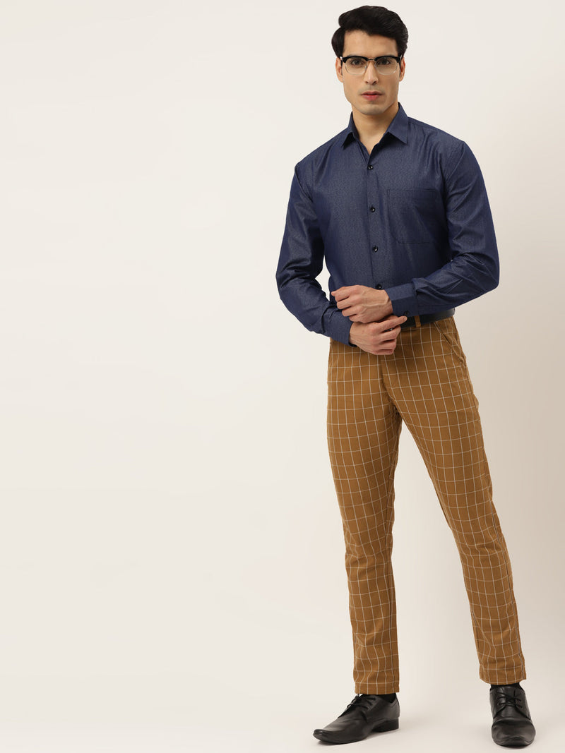 Indian Needle Men's Solid Formal Cotton Shirt