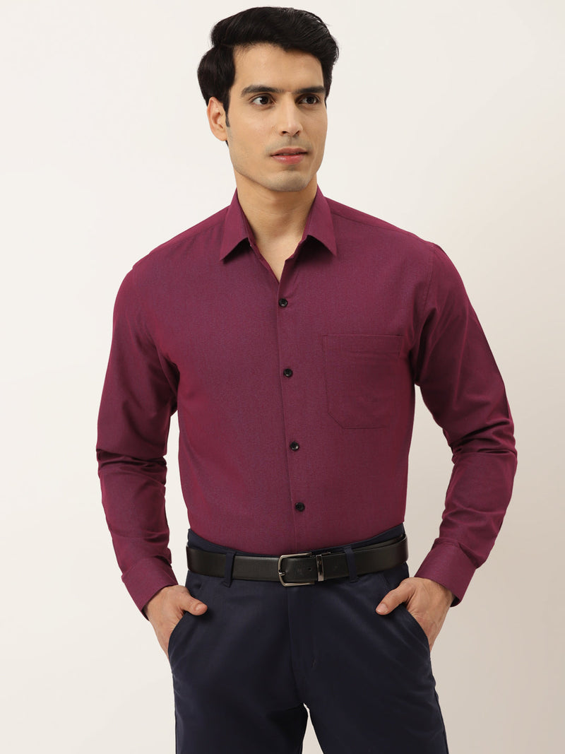 Indian Needle Men's Solid Formal Cotton Shirt