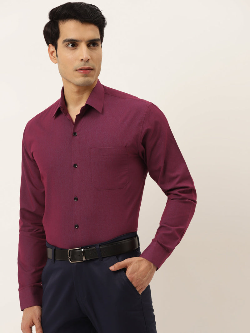 Indian Needle Men's Solid Formal Cotton Shirt