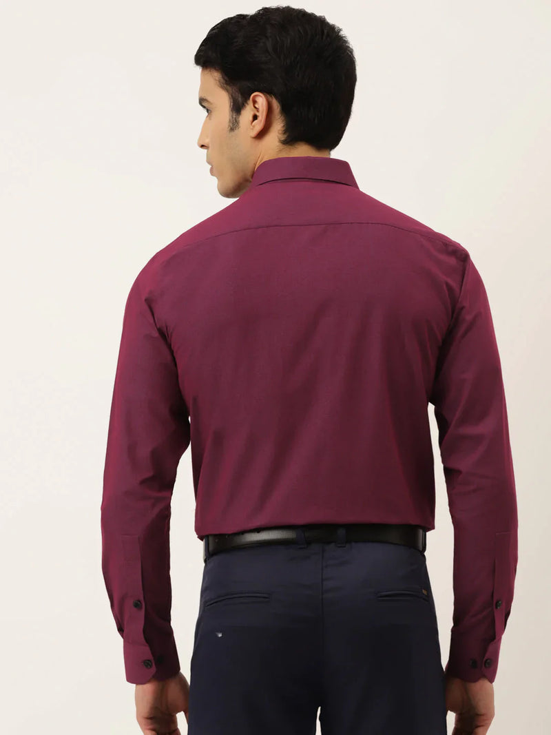 Jainish Men's Solid Formal Cotton Shirt ( SF 788Wine )