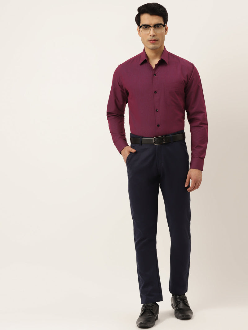 Indian Needle Men's Solid Formal Cotton Shirt