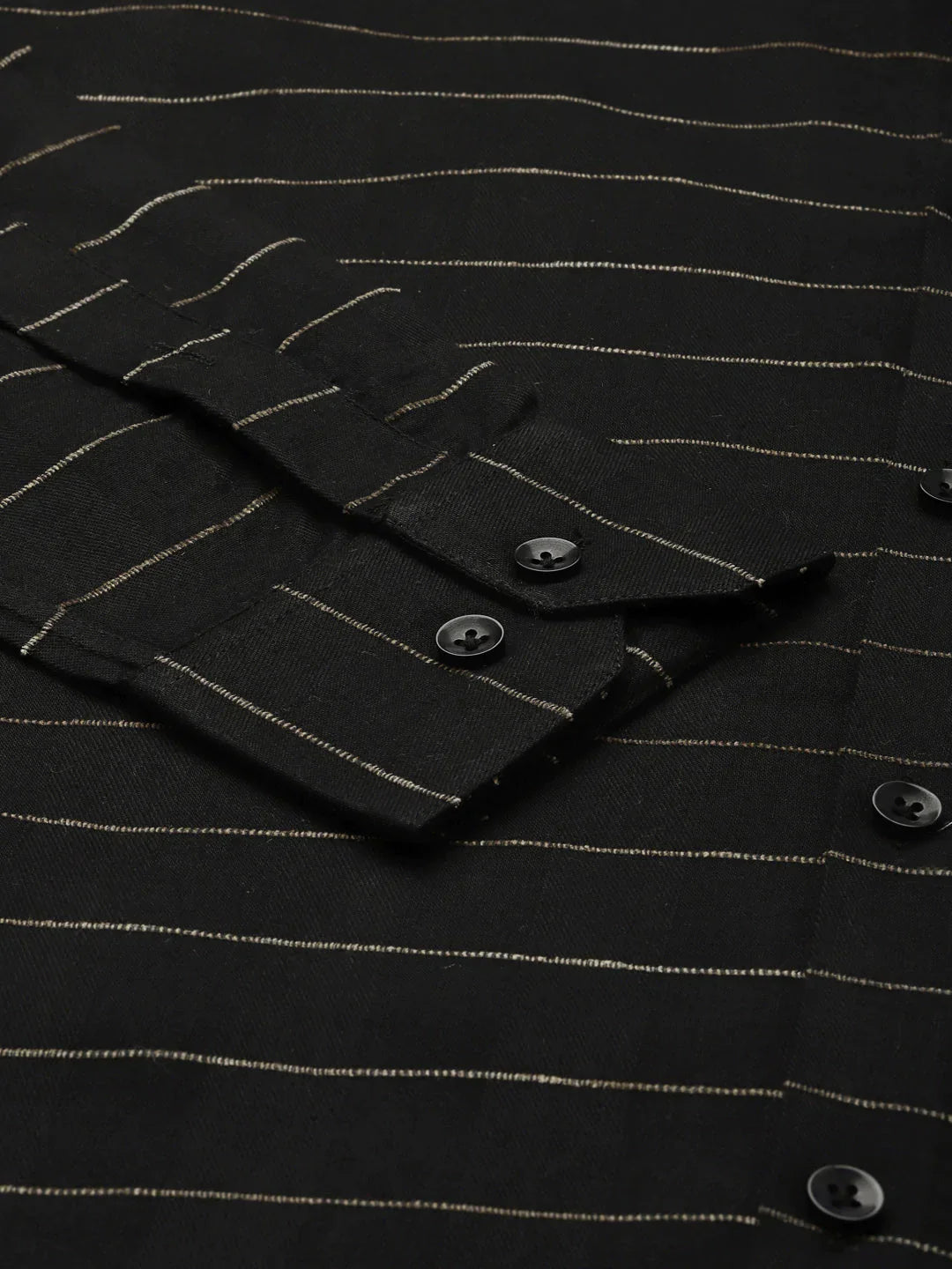 Jainish Men's Formal Cotton Horizontal Striped Shirt ( SF 790Black )