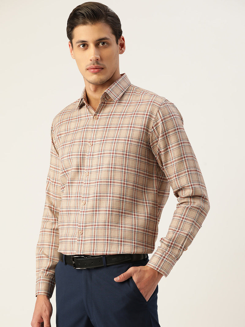 Indian Needle Men's Cotton Checked Formal Shirts