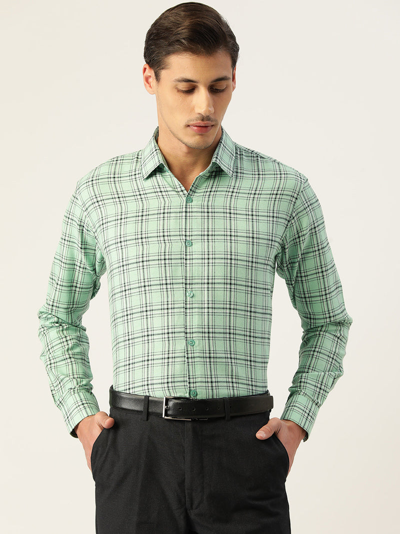 Indian Needle Men's Cotton Checked Formal Shirts