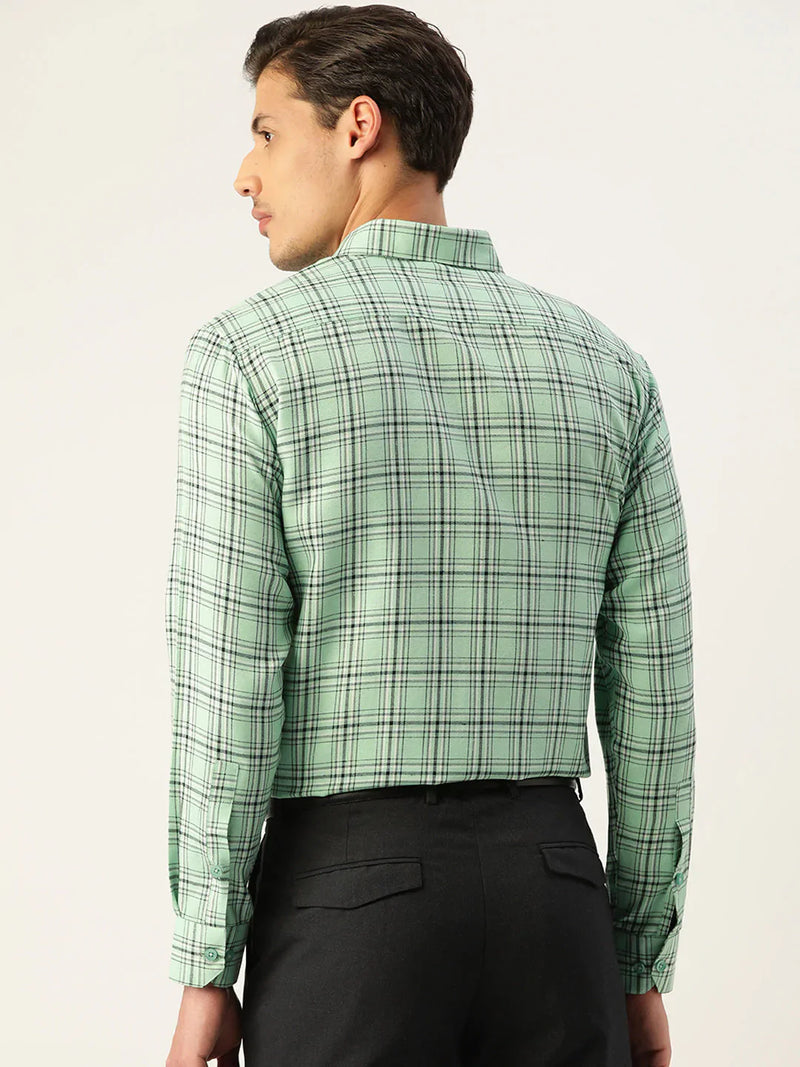 Jainish Men's Cotton Checked Formal Shirts ( SF 791Green )