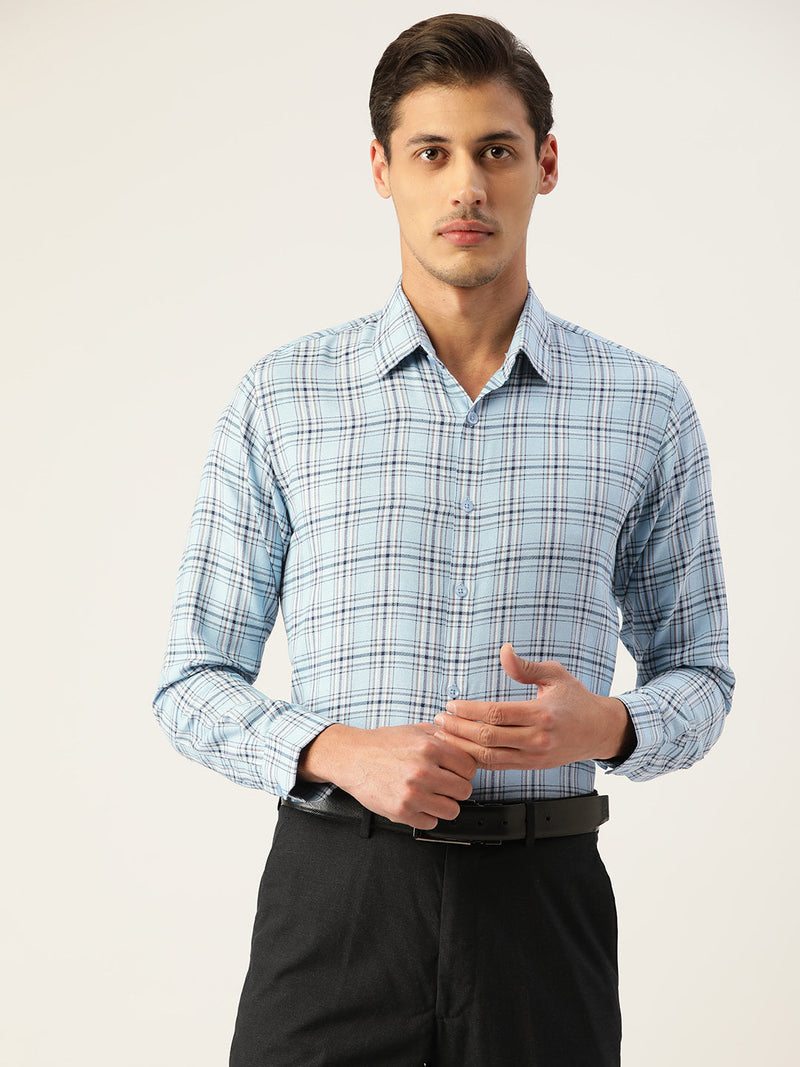 Indian Needle Men's Cotton Checked Formal Shirts