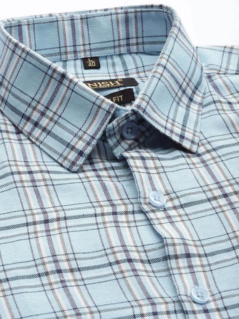 Indian Needle Men's Cotton Checked Formal Shirts