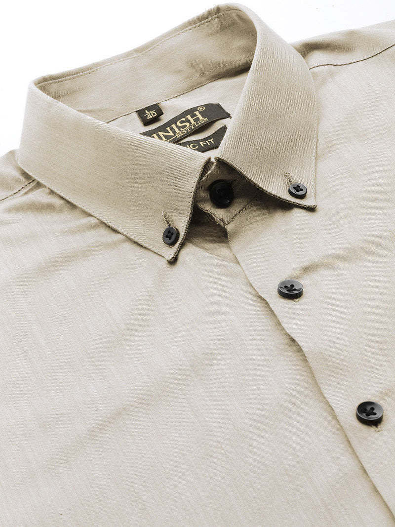 Indian Needle Men's Solid Formal Cotton Shirt