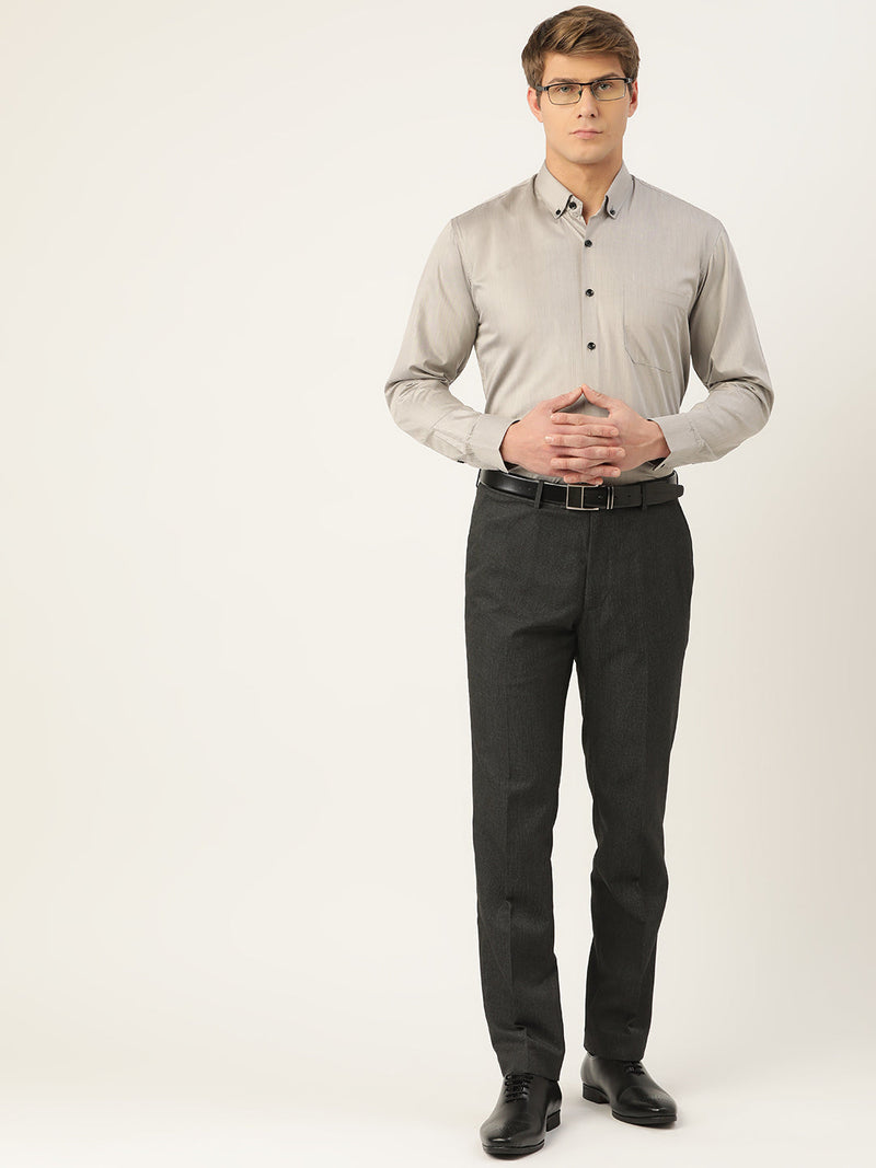 Indian Needle Men's Solid Formal Cotton Shirt