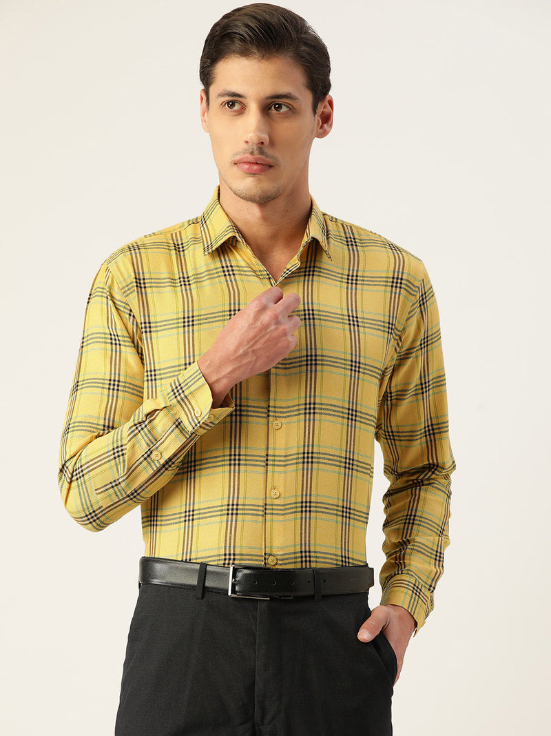 Indian Needle Men's Cotton Checked Formal Shirts