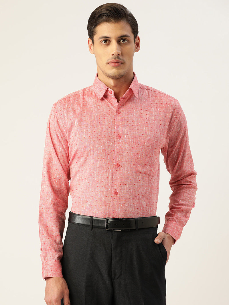 Indian Needle Men's  Linen Cotton Polka Dots Formal Shirts