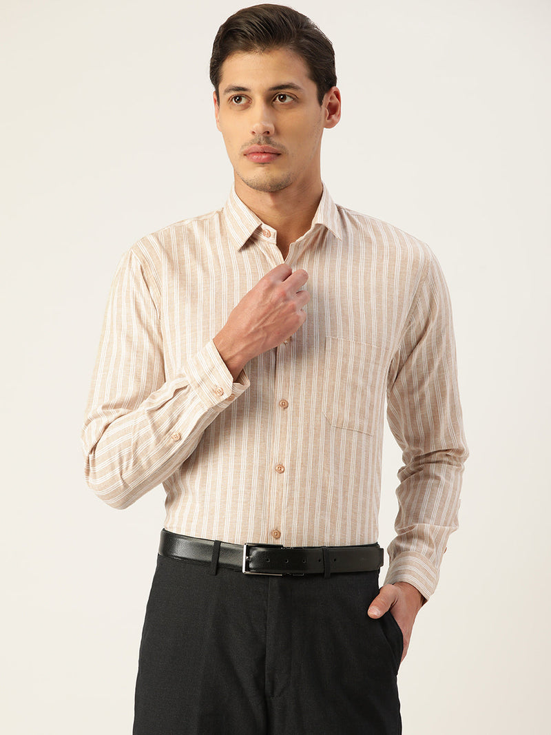 Indian Needle Men's  Cotton Striped Formal Shirts