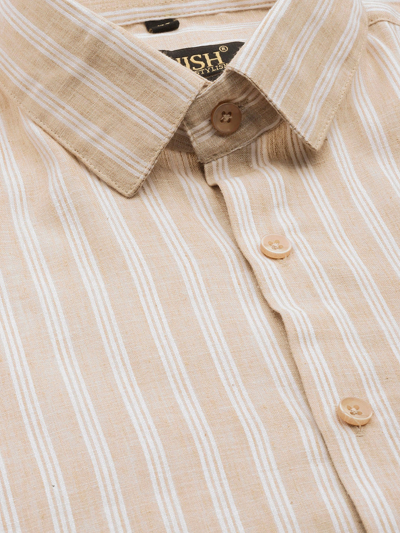 Indian Needle Men's  Cotton Striped Formal Shirts