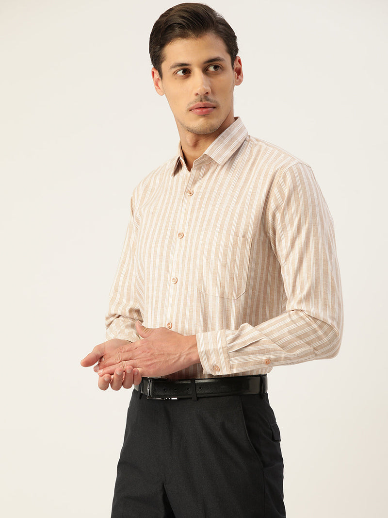 Indian Needle Men's  Cotton Striped Formal Shirts