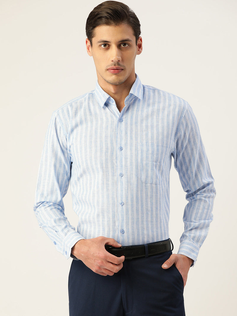 Indian Needle Men's  Cotton Striped Formal Shirts