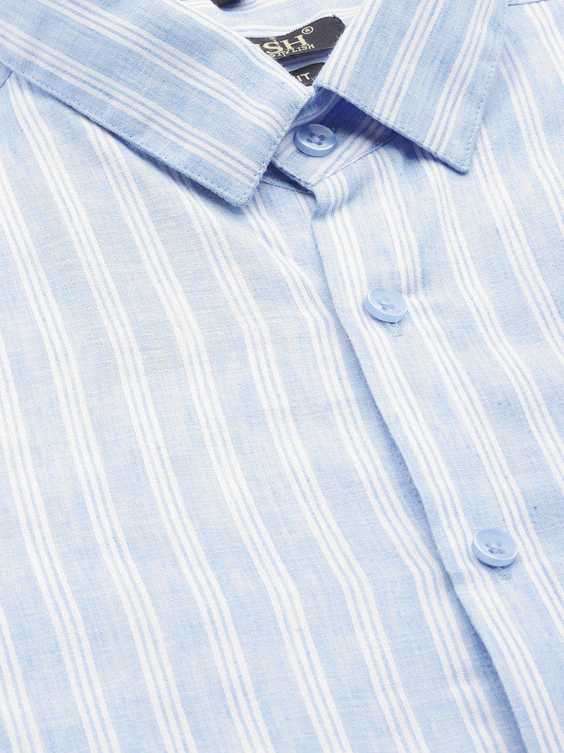 Indian Needle Men's  Cotton Striped Formal Shirts