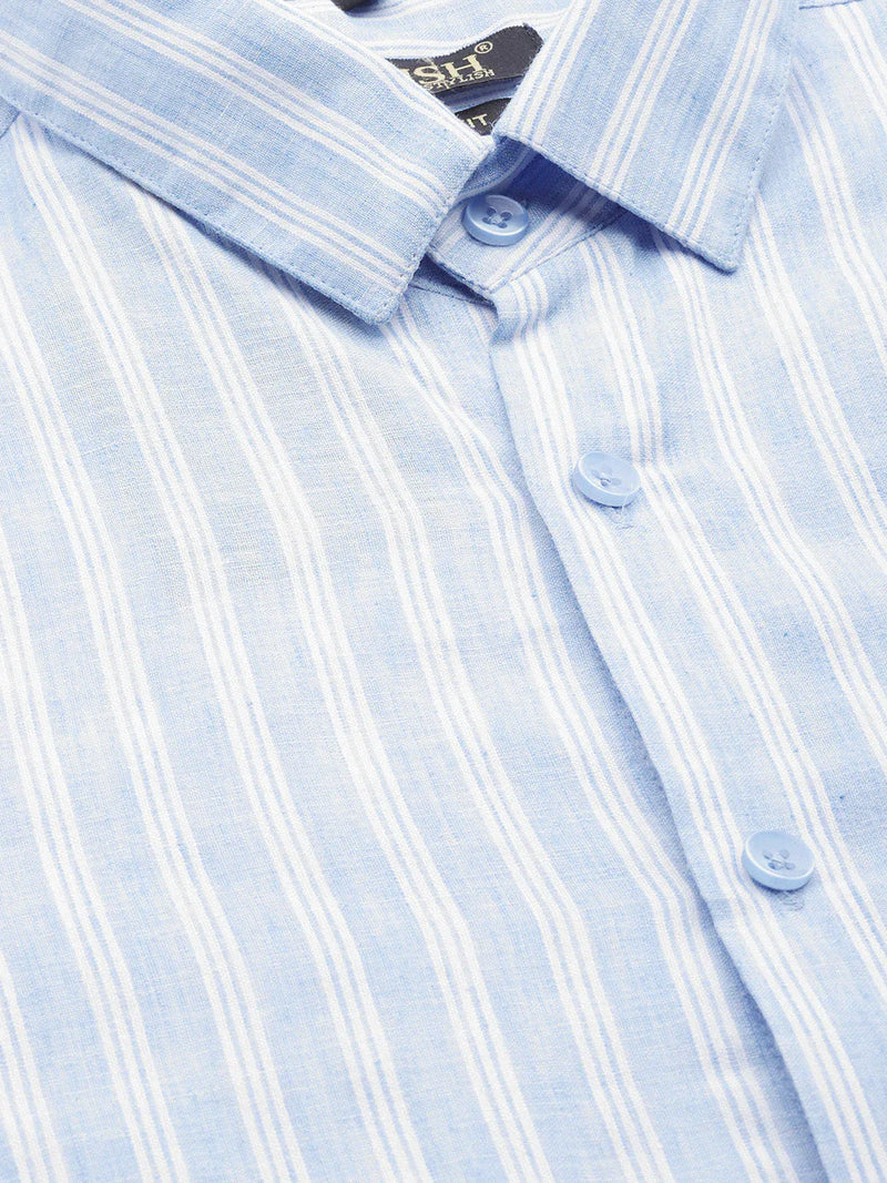 Jainish Men's  Cotton Striped Formal Shirts ( SF 795Light-Blue )