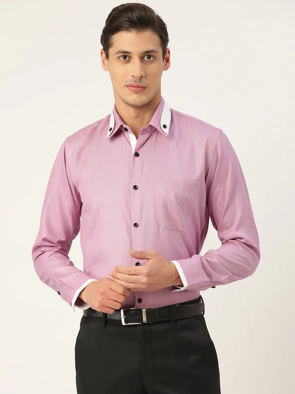 Jainish Men's  Cotton Solid Formal Shirts ( SF 796Purple )