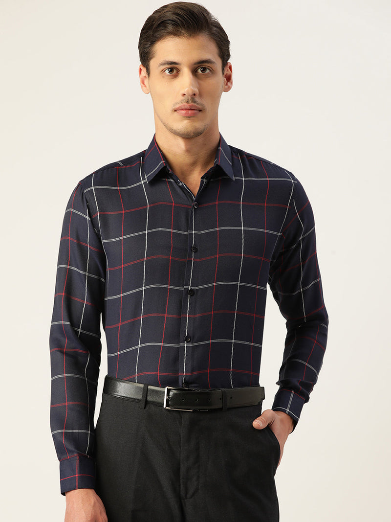 Indian Needle Men's Cotton Checked Formal Shirts