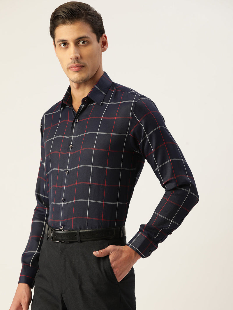 Indian Needle Men's Cotton Checked Formal Shirts