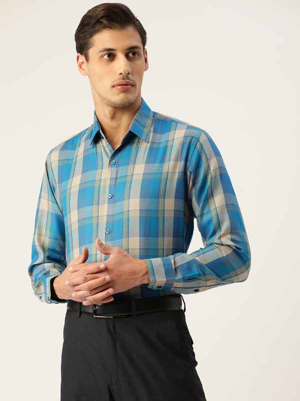 Indian Needle Men's Cotton Checked Formal Shirts