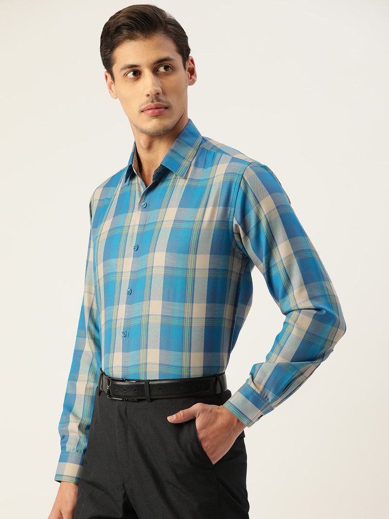 Indian Needle Men's Cotton Checked Formal Shirts