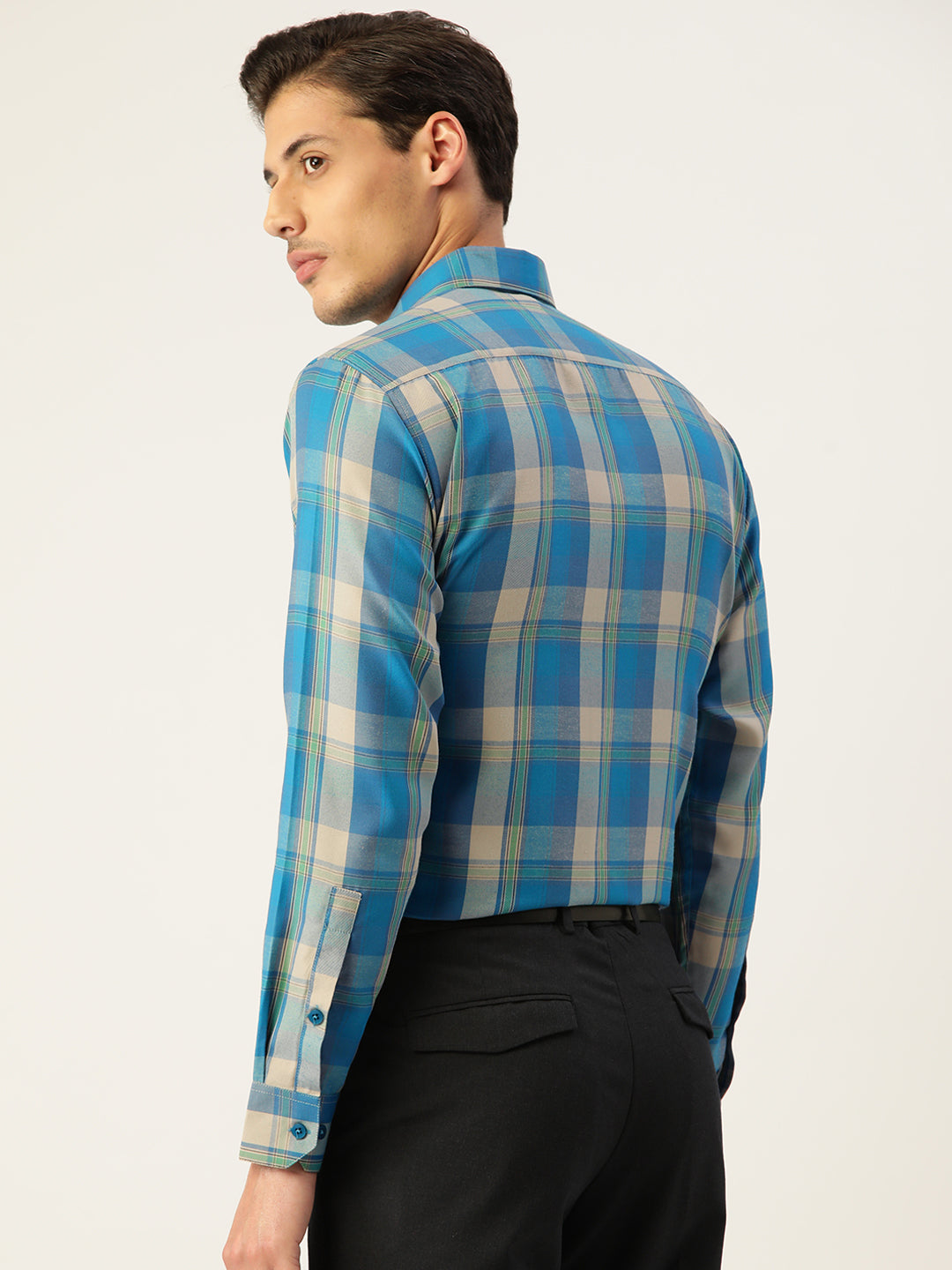 Indian Needle Men's Cotton Checked Formal Shirts
