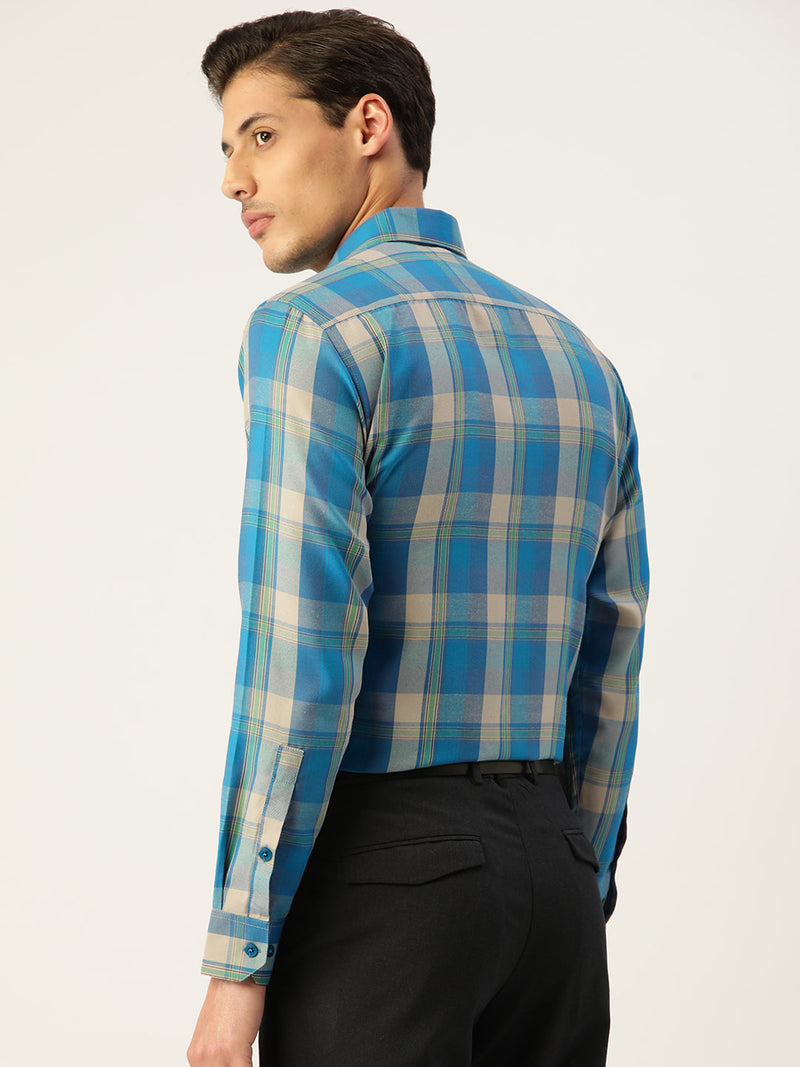 Indian Needle Men's Cotton Checked Formal Shirts