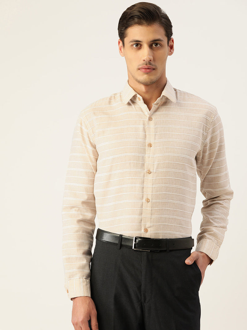 Indian Needle Men's Cotton Striped Formal Shirts