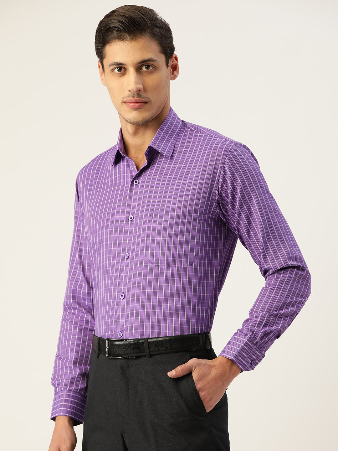Indian Needle Men's Cotton Checked Formal Shirts