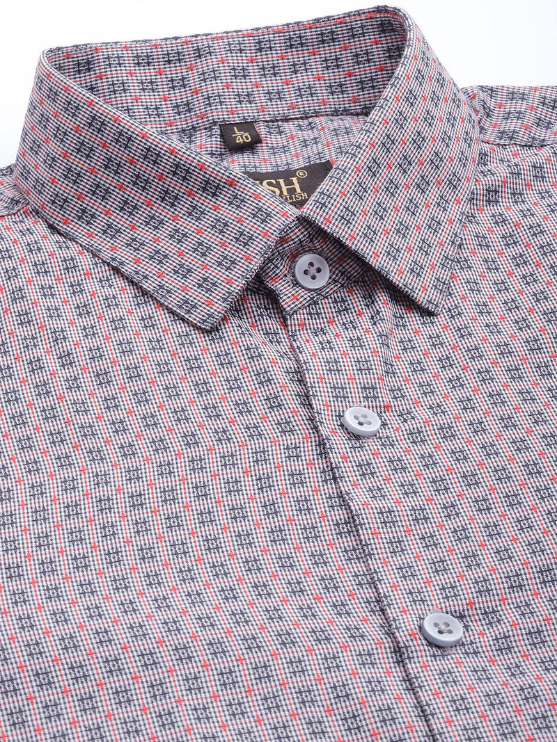 Indian Needle Men's Cotton Micro Checked Formal Shirts