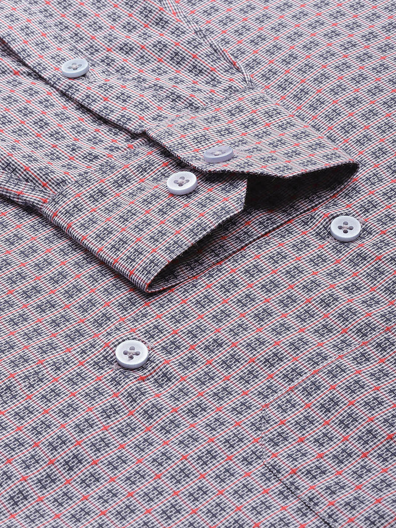 Indian Needle Men's Cotton Micro Checked Formal Shirts