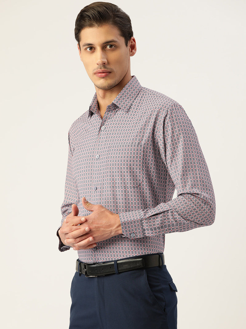 Indian Needle Men's Cotton Micro Checked Formal Shirts