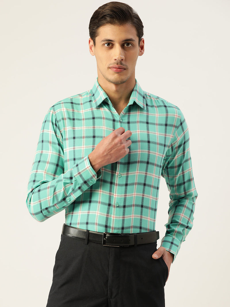 Indian Needle Men's Cotton Checked Formal Shirts