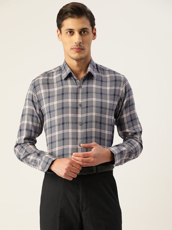 Indian Needle Men's Cotton Checked Formal Shirts