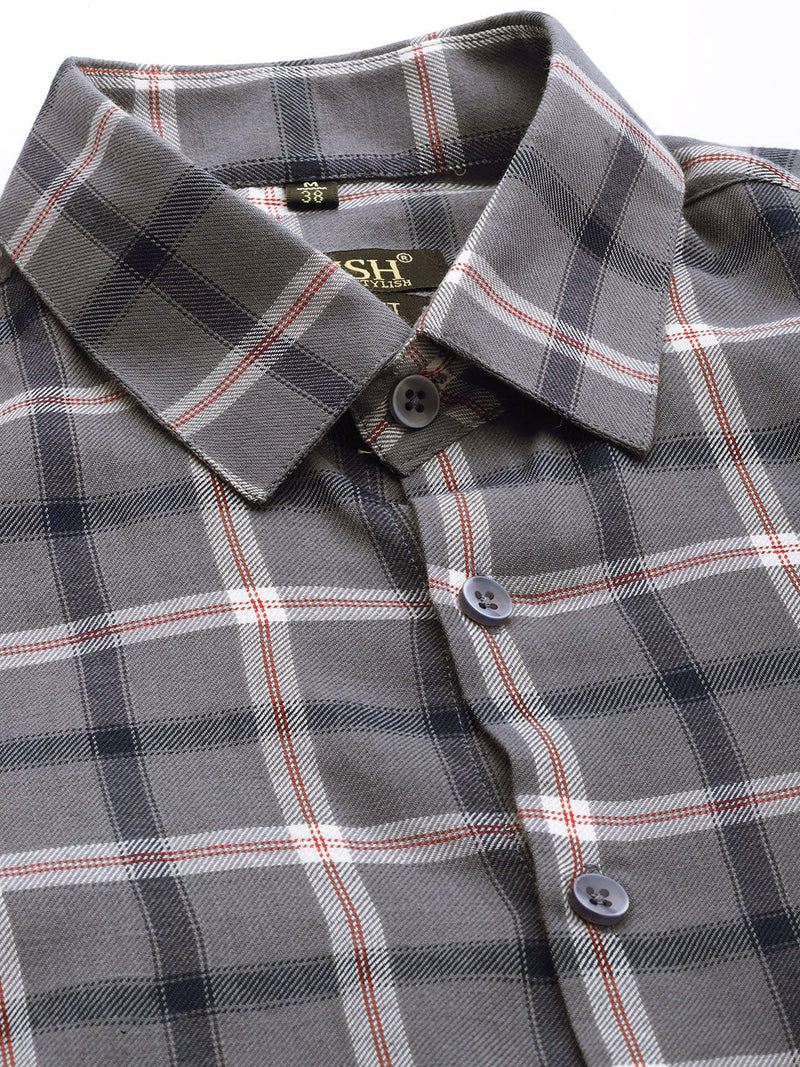 Indian Needle Men's Cotton Checked Formal Shirts