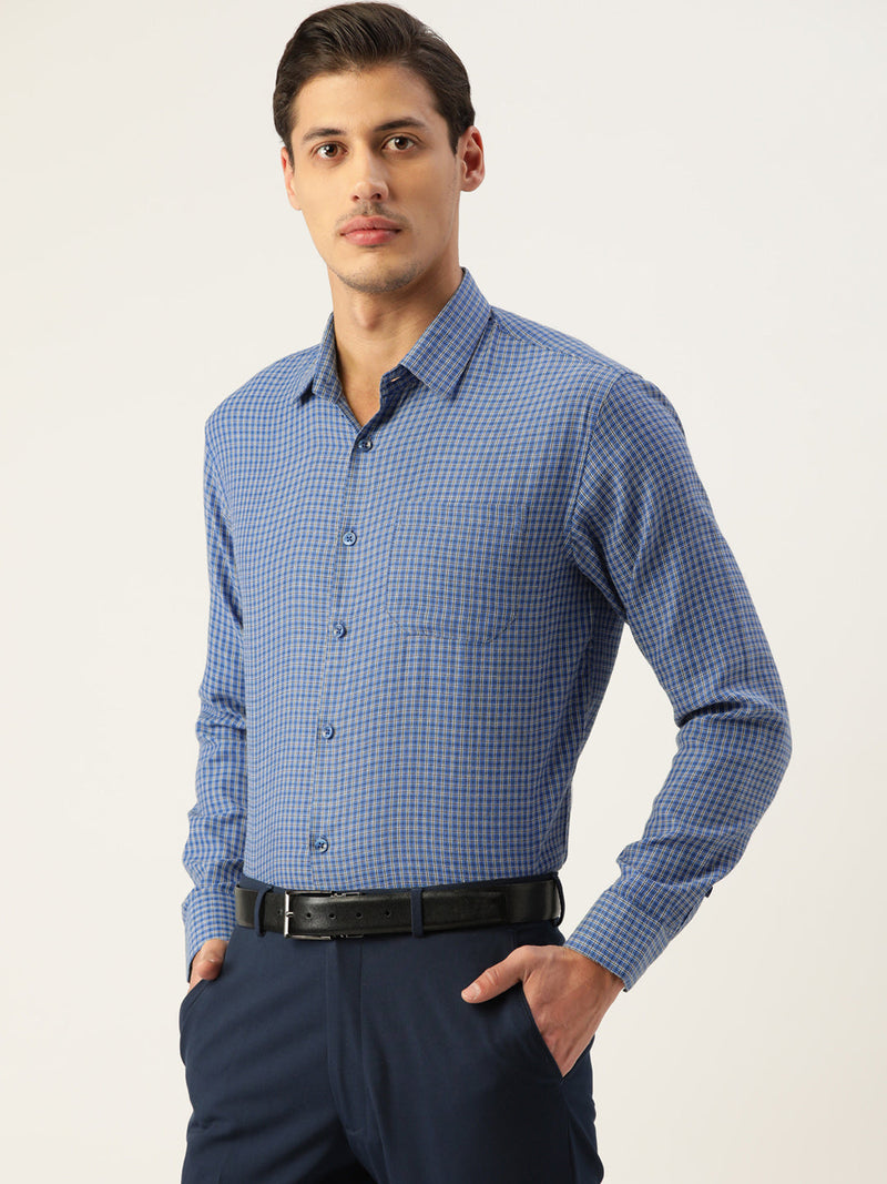 Indian Needle Men's Cotton Checked Formal Shirts