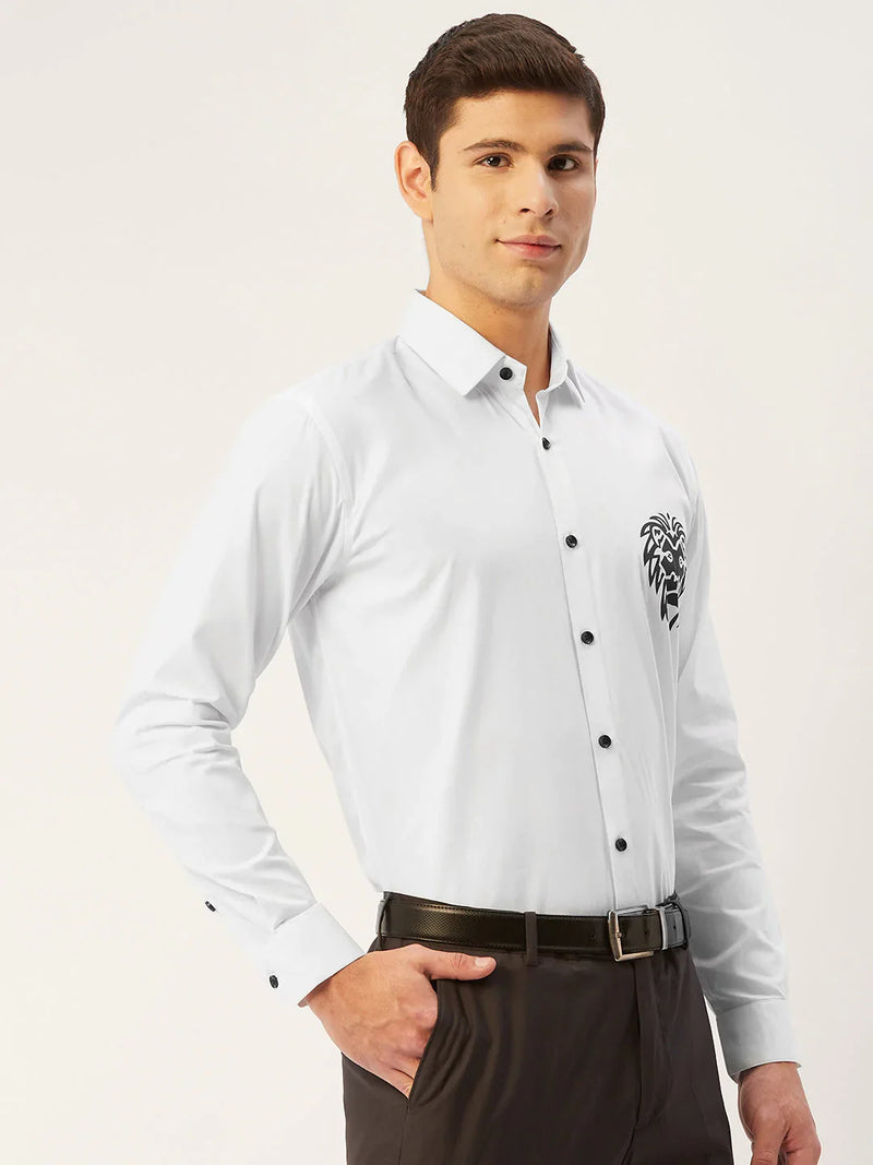 Jainish Men's Cotton Printed Formal Shirts ( SF 806White )