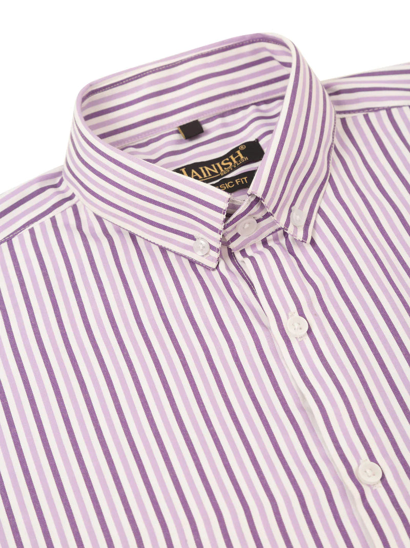 Jainish Men's Cotton Checked Button Down Collar Formal Shirts ( SF 809Purple )